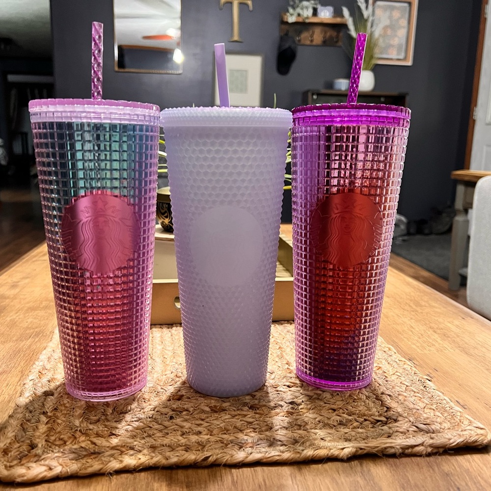 Starbucks Purple and White Iridescent Tumbler Set ~ 3